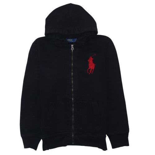 Polo Ralph Lauren Men's Black Full Zip Hoodie Large Red Logo