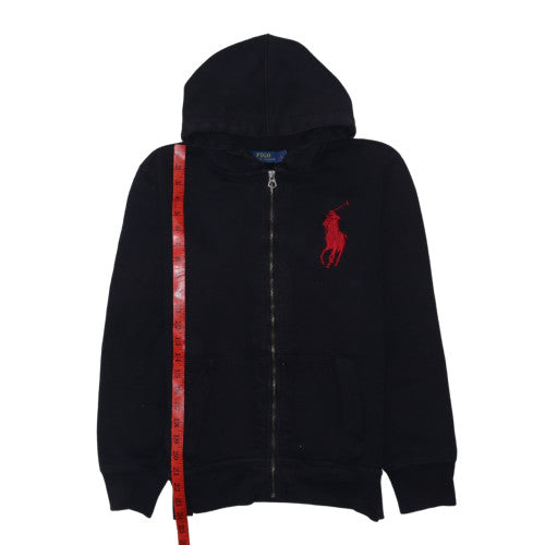 Polo Ralph Lauren Men's Black Full Zip Hoodie Large Red Logo