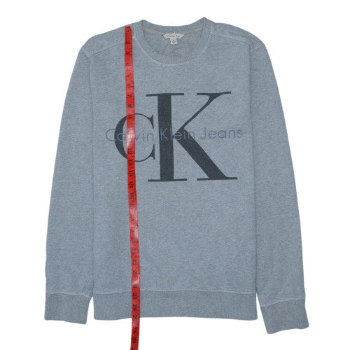 Calvin Klein Jeans Men’s Grey Pullover Sweatshirt M Logo Classic Crew