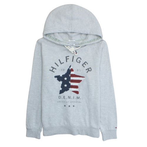 Hilfiger Denim Mens Grey L Pullover Hoodie with Logo Design