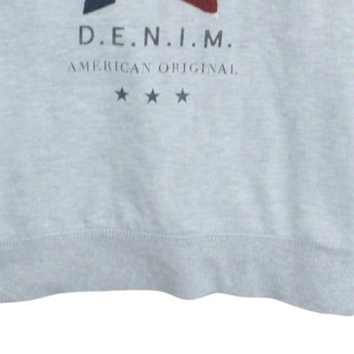 Hilfiger Denim Mens Grey L Pullover Hoodie with Logo Design