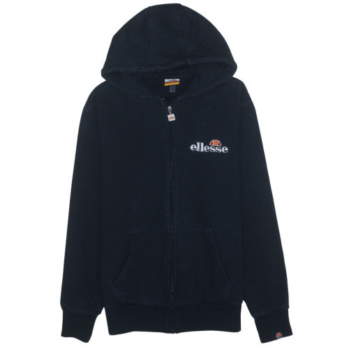 Ellesse Mens Black Full Zip Hoodie L Logo Fleece Sweatshirt