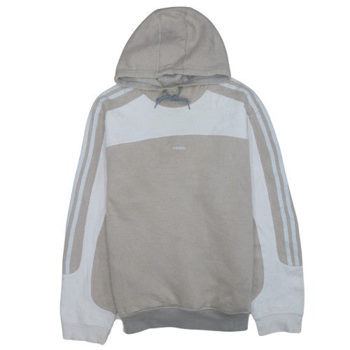 Adidas Men's Beige Pullover Hoodie L Logo Sports Fleece