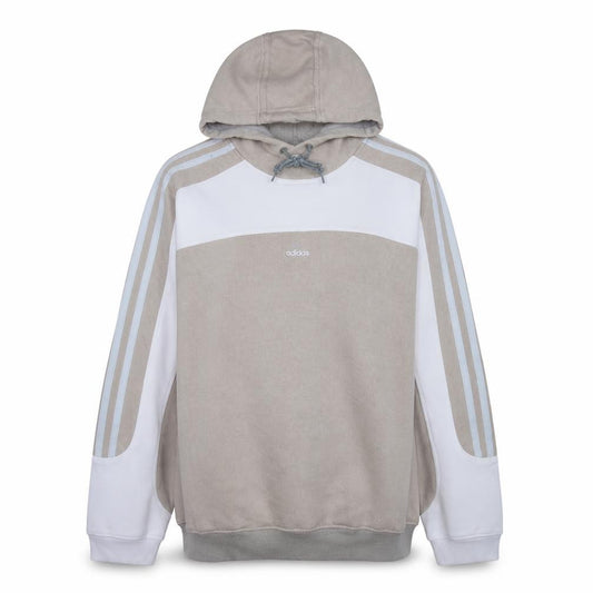 Adidas Men's Beige Pullover Hoodie L Logo Sports Fleece