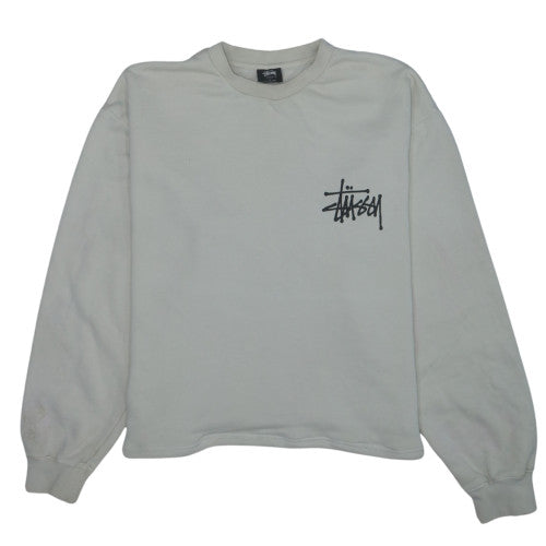Stussy Men Beige Small Logo Pullover Sweatshirt Crew Neck
