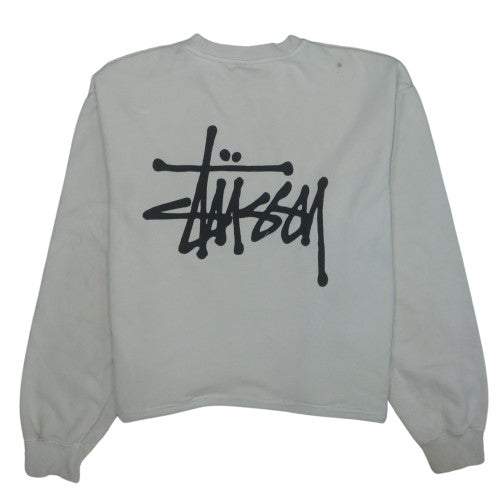 Stussy Men Beige Small Logo Pullover Sweatshirt Crew Neck