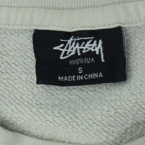 Stussy Men Beige Small Logo Pullover Sweatshirt Crew Neck