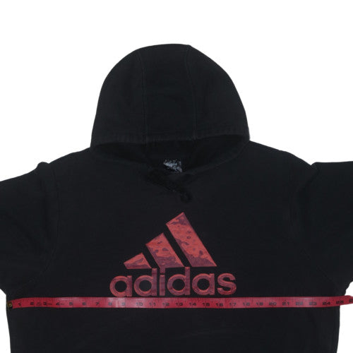 Adidas Mens Black XL Pullover Fleece Hoodie with Red Logo