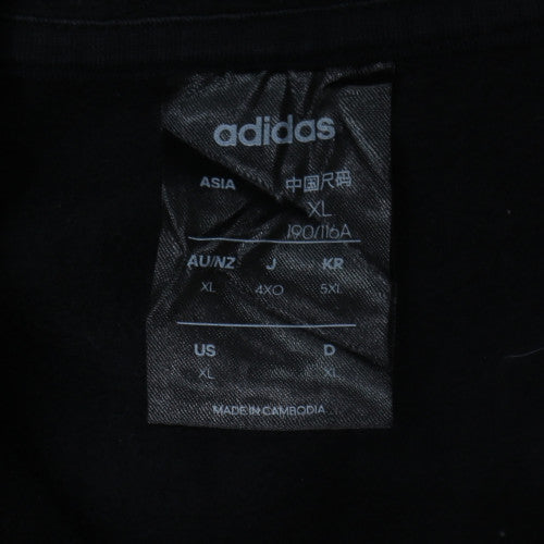 Adidas Mens Black XL Pullover Fleece Hoodie with Red Logo