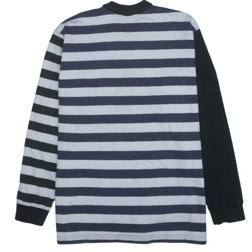 Adidas Womens Black & White Striped 1/2 Zip Pullover Sweatshirt Size L