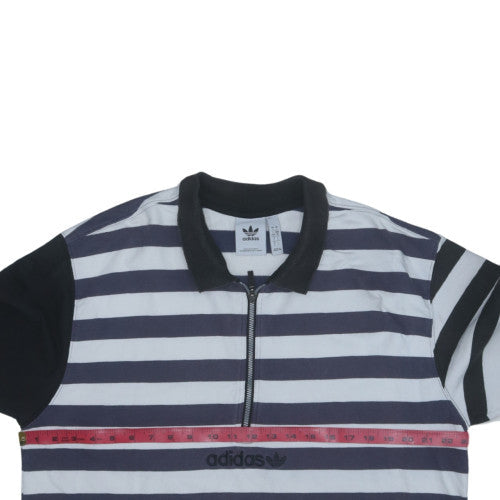 Adidas Womens Black & White Striped 1/2 Zip Pullover Sweatshirt Size L