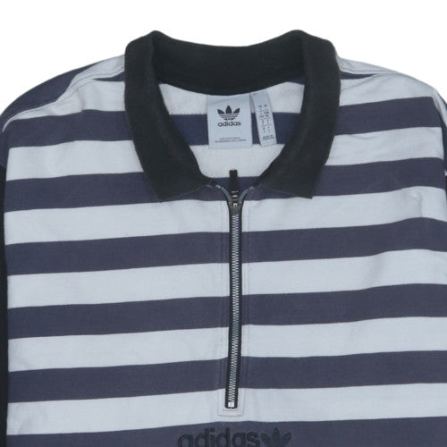 Adidas Womens Black & White Striped 1/2 Zip Pullover Sweatshirt Size L