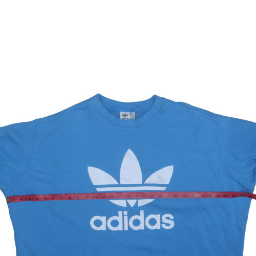 Adidas Mens Blue 4XL Pullover Crew Neck Graphic Sweatshirt