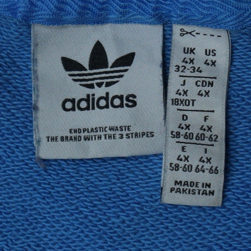 Adidas Mens Blue 4XL Pullover Crew Neck Graphic Sweatshirt