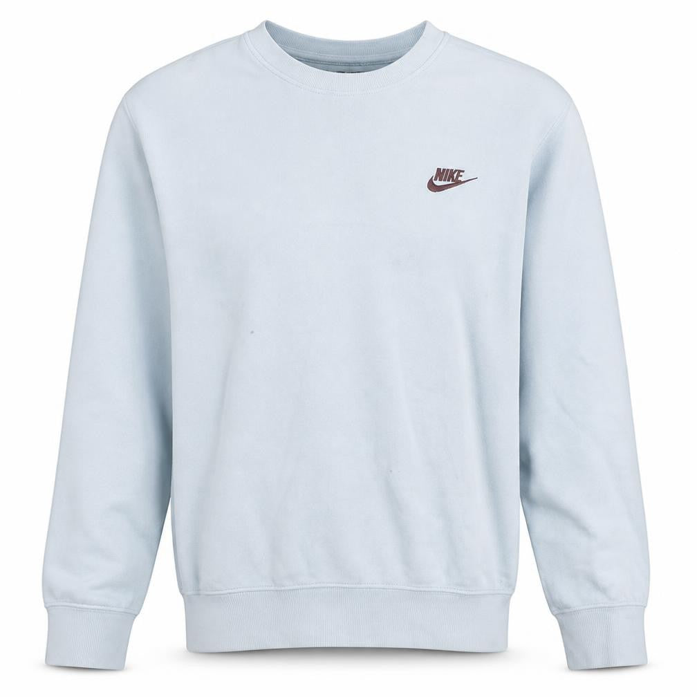 Front view of Nike Men's White Small Crew Neck Sweatshirt Cotton Blend Pullover
