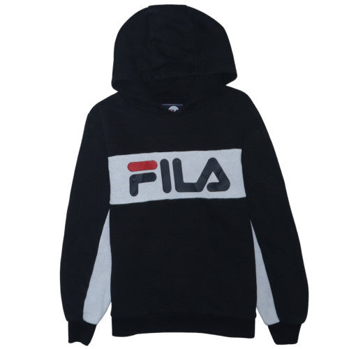 FILA Boys Black Pullover Hoodie 13-15 Years Cotton Blend Logo Design