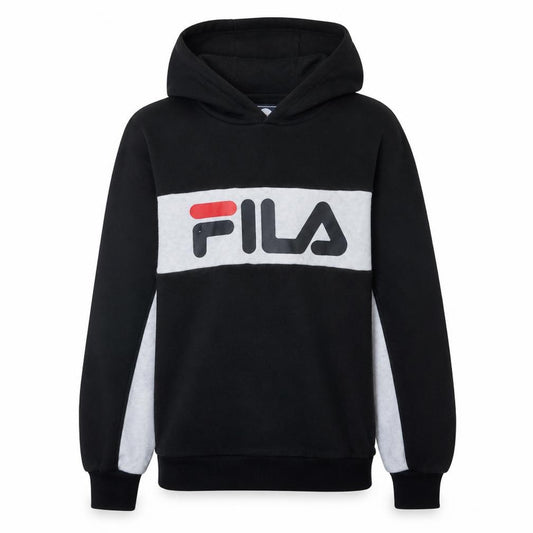 FILA Boys Black Pullover Hoodie 13-15 Years Cotton Blend Logo Design