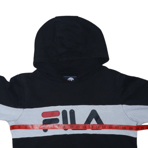 FILA Boys Black Pullover Hoodie 13-15 Years Cotton Blend Logo Design