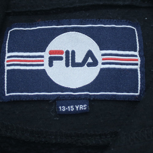 FILA Boys Black Pullover Hoodie 13-15 Years Cotton Blend Logo Design