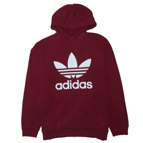 Adidas Mens Red Trefoil Pullover Hoodie Size L Regular Fit