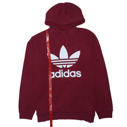 Adidas Mens Red Trefoil Pullover Hoodie Size L Regular Fit