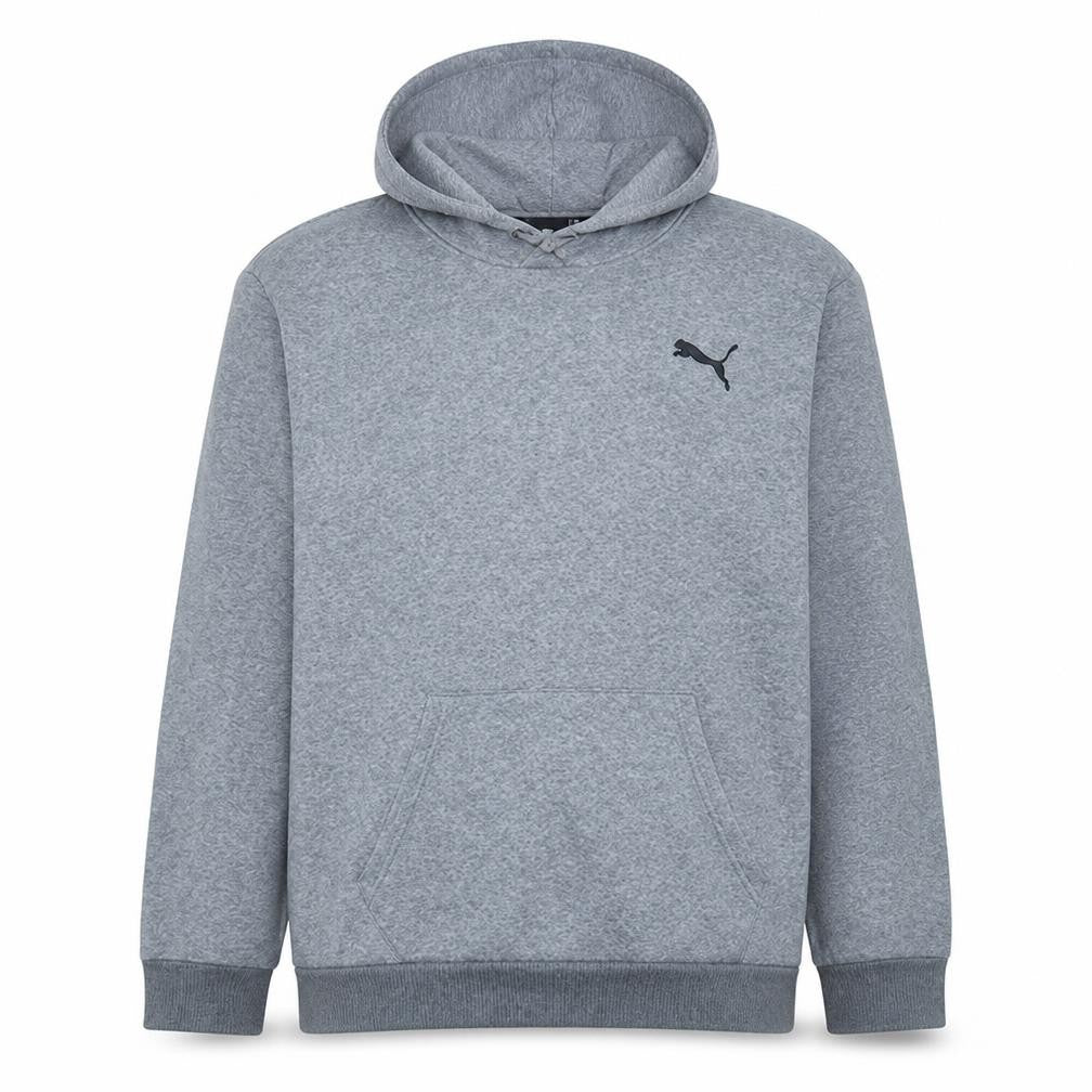 Front view of Puma Men’s Grey Pullover Hoodie 2XL Regular Fit Fleece Sportswear