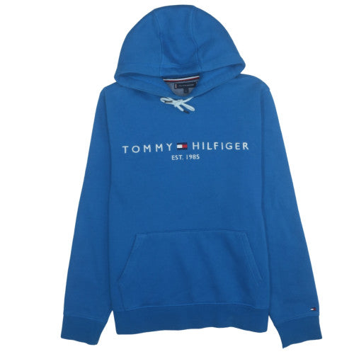 Tommy Hilfiger Men's Blue Pullover Hoodie L Logo Fleece