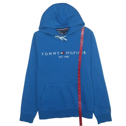 Tommy Hilfiger Men's Blue Pullover Hoodie L Logo Fleece
