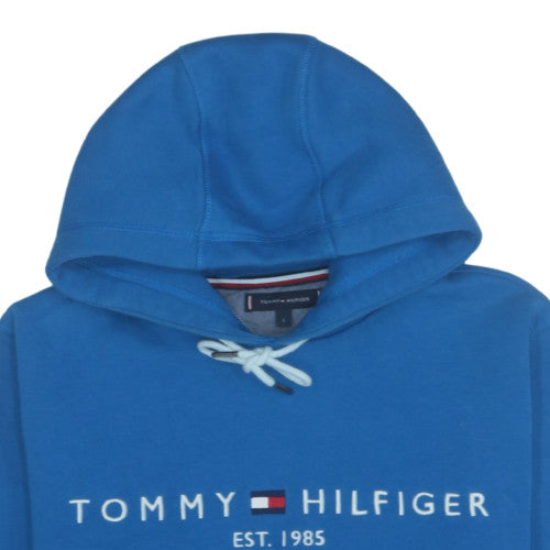 Tommy Hilfiger Men's Blue Pullover Hoodie L Logo Fleece