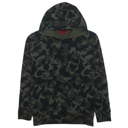 Hugo Boss Men's Green Camouflage Pullover Hoodie Size L Cotton Blend