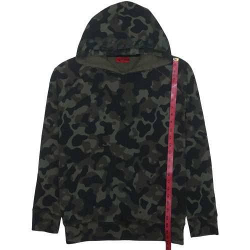 Hugo Boss Men's Green Camouflage Pullover Hoodie Size L Cotton Blend