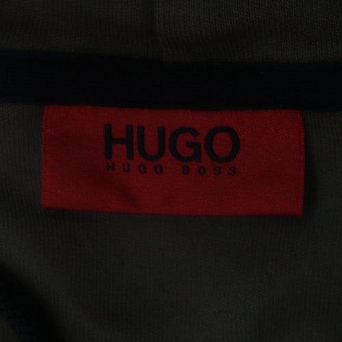Hugo Boss Men's Green Camouflage Pullover Hoodie Size L Cotton Blend