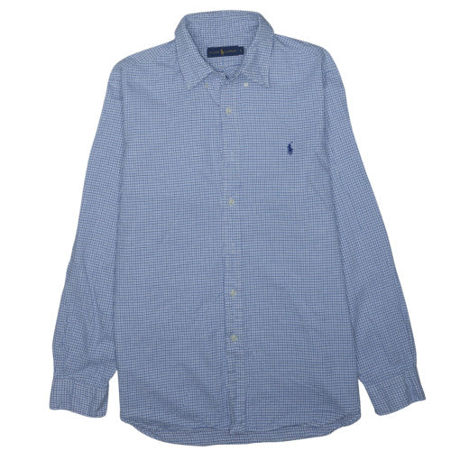 Ralph Lauren Men's Blue Check Long Sleeve Button-Down Cotton Shirt Size L