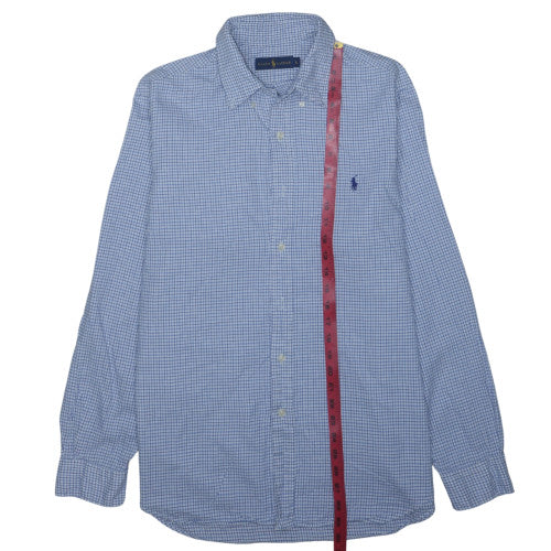Ralph Lauren Men's Blue Check Long Sleeve Button-Down Cotton Shirt Size L