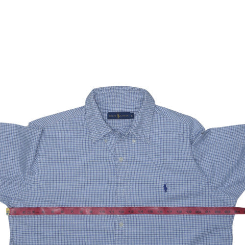 Ralph Lauren Men's Blue Check Long Sleeve Button-Down Cotton Shirt Size L