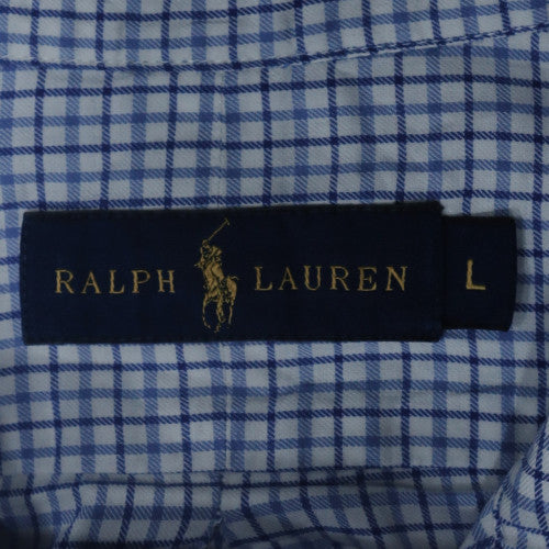 Ralph Lauren Men's Blue Check Long Sleeve Button-Down Cotton Shirt Size L
