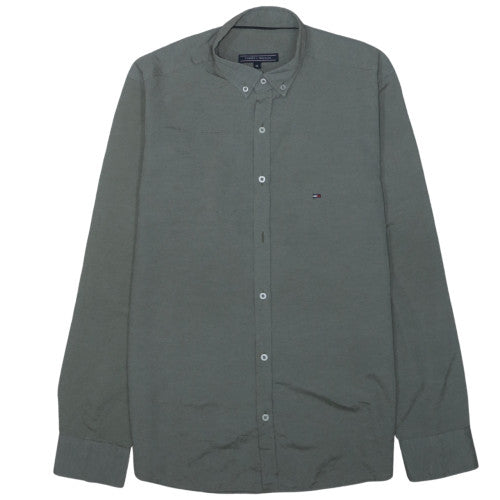 Tommy Hilfiger Men's Green Button-Up Long Sleeve Shirt M Classic Fit