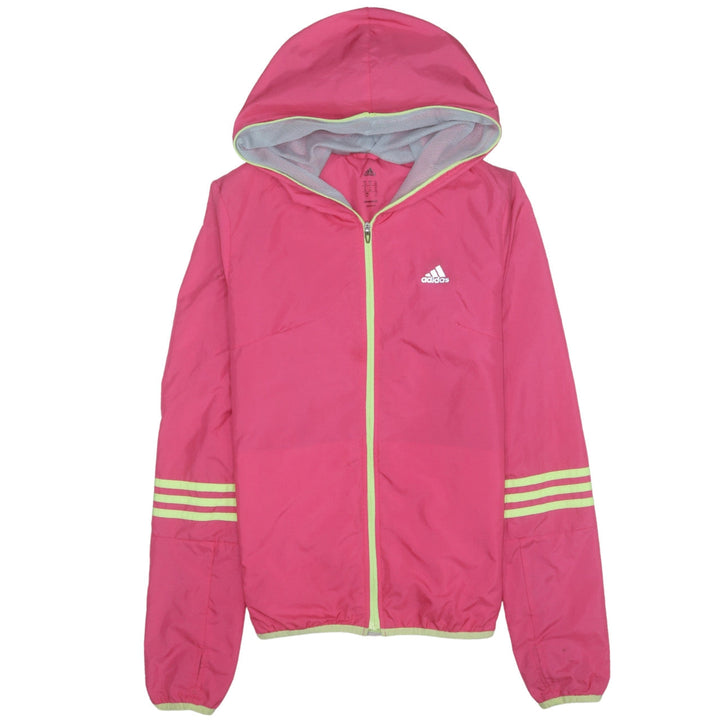 adidas Womens Pink Hooded ClimaProof Windbreaker Jacket Size 10