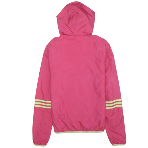 adidas Womens Pink Hooded ClimaProof Windbreaker Jacket Size 10