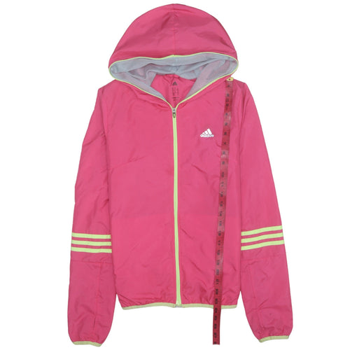 adidas Womens Pink Hooded ClimaProof Windbreaker Jacket Size 10