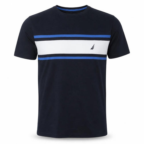 Nautica Men's Blue 2XL Colourblock Cotton Crew Neck T-Shirt