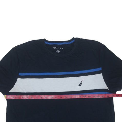 Nautica Men's Blue 2XL Colourblock Cotton Crew Neck T-Shirt