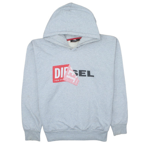 Diesel Men's Grey Pullover Hoodie Logo Print Size M