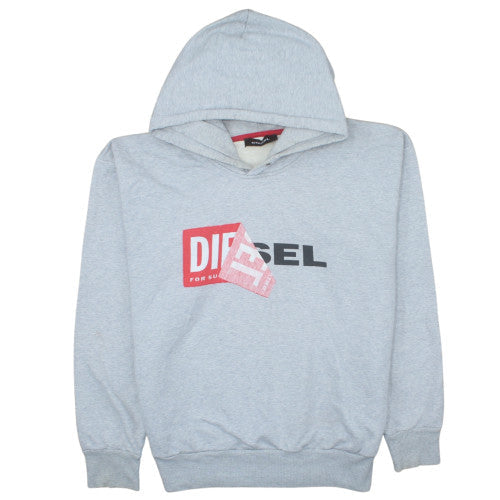 Diesel Men's Grey Pullover Hoodie Logo Print Size M