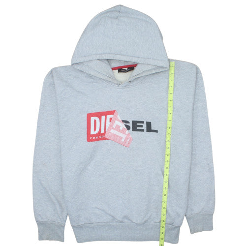 Diesel Men's Grey Pullover Hoodie Logo Print Size M