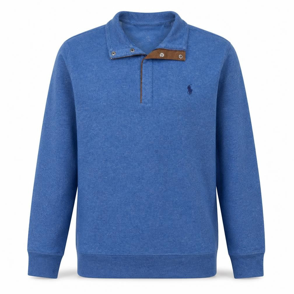 Ralph Lauren Polo Golf Blue Men's L Henley Sweatshirt Classic Collar
