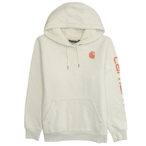 Carhartt Men Ivory XL Pullover Hoodie Relaxed Fit Fleece Logo