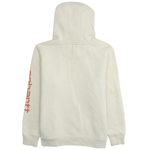 Carhartt Men Ivory XL Pullover Hoodie Relaxed Fit Fleece Logo
