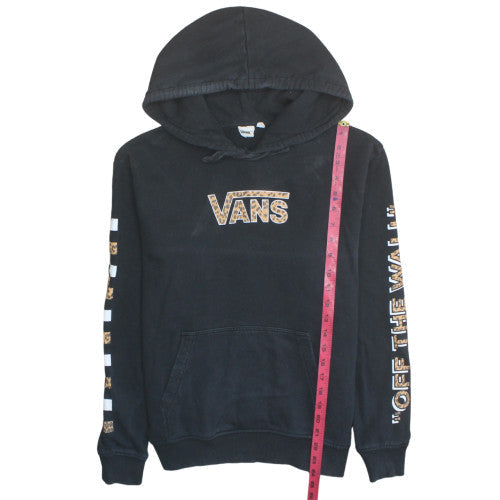 Vans Womens Black Pullover Hoodie M Animal Print Logo Off The Wall