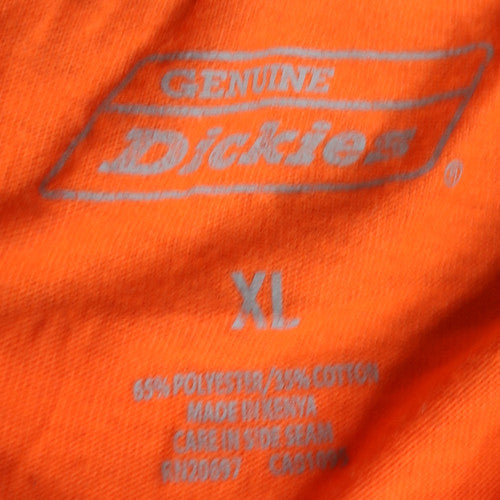 Dickies Men's Orange Crew Neck Short Sleeve Work T-Shirt XL